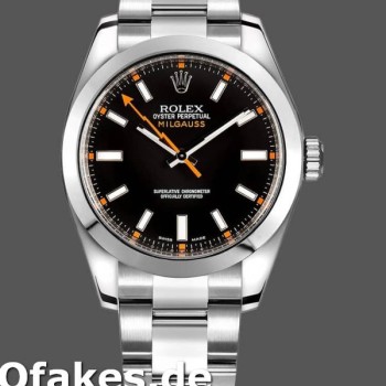 Super Clone Men's Rolex Milgauss 40mm Men's-116400-Stainless Steel-Black Dial Black