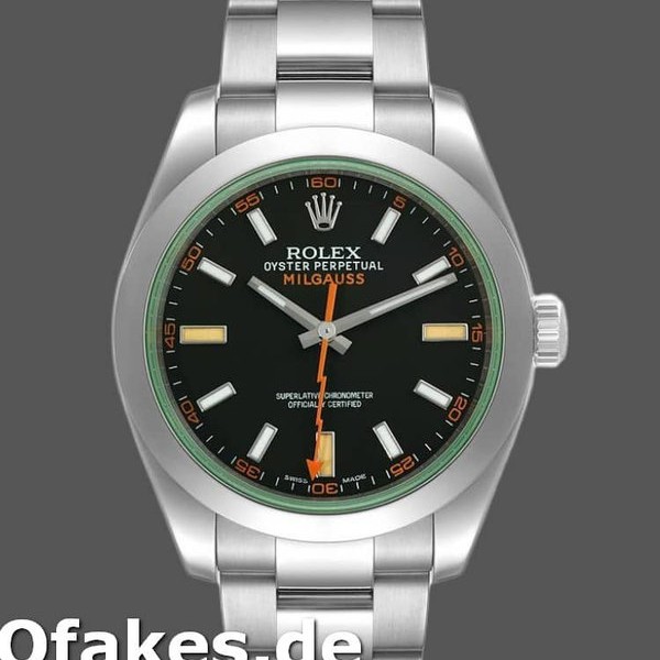 Super Clone Men's Rolex Milgauss 40mm Men's-116400GV-Stainless Steel-Black Dial Black