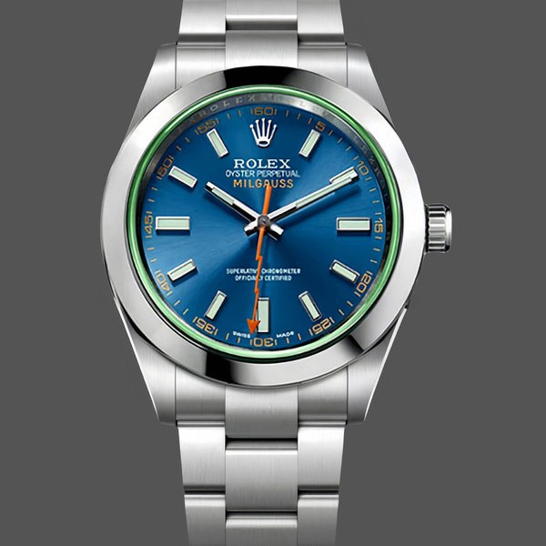 Super Clone Men's Rolex Milgauss 40mm Men's-116400GV-Stainless Steel-Z-Blue Dial Z-blue