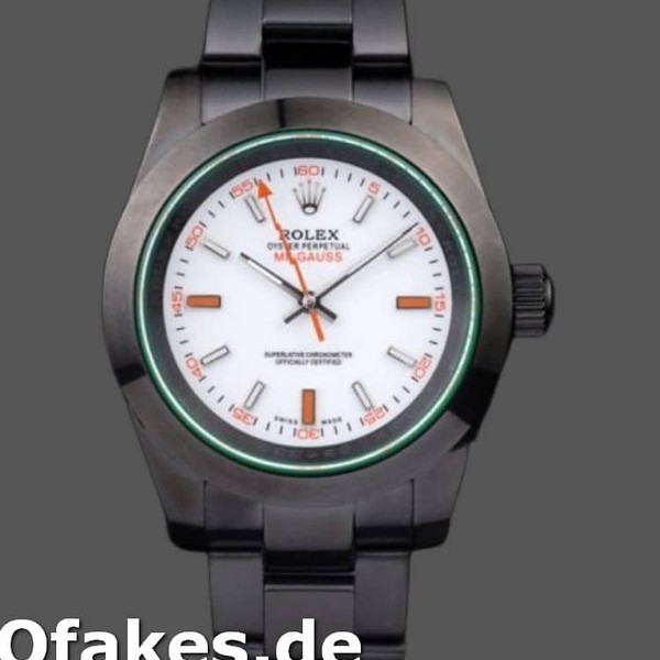 Super Clone Men's Rolex Milgauss 40mm Men's-PR116610-Stainless Steel-White Dial Black