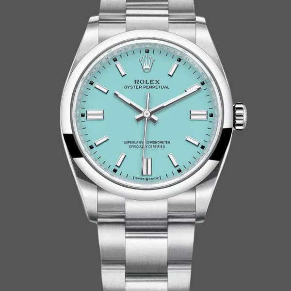 Super Clone Men's 2024 Rolex Oyster Perpetual-126000, Stainless Steel, Baby Blue Dial, Blue