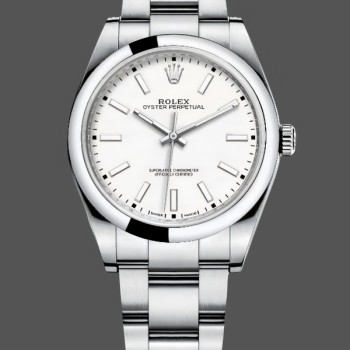 Super Clone Men's Rolex Oyster Perpetual 39mm Men's-114300-White Dial White