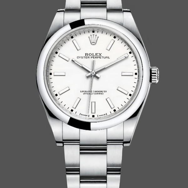 Super Clone Men's Rolex Oyster Perpetual 39mm Men's-114300-White Dial White