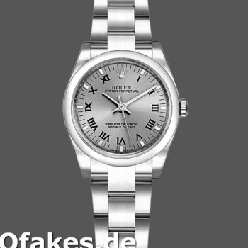 Super Clone Women's Rolex Oyster Perpetual 26mm Women's-176200-Rhodium Grey Roman Numeral Dial Grey<br />