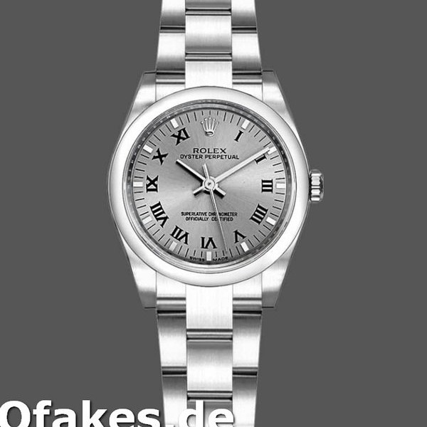 Super Clone Women's Rolex Oyster Perpetual 26mm Women's-176200-Rhodium Grey Roman Numeral Dial Grey<br />