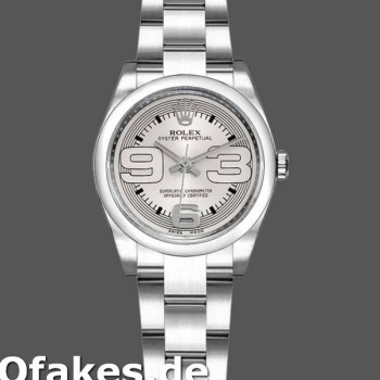 Super Clone Women's Rolex Oyster Perpetual 26mm Women's-176200-Silver Arabic Dial-Oyster Bracelet Silver