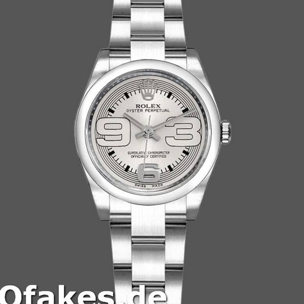 Super Clone Women's Rolex Oyster Perpetual 26mm Women's-176200-Silver Arabic Dial-Oyster Bracelet Silver