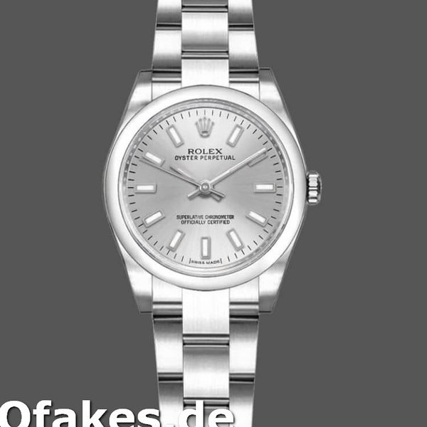 Super Clone Women's Rolex Oyster Perpetual 26mm Women's-176200-Silver Index-Stainless Steel Silver