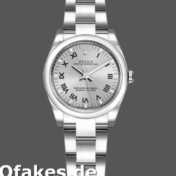 Super Clone Women's Rolex Oyster Perpetual 26mm Women's-176200-Silver Roman Numeral Dial Silver