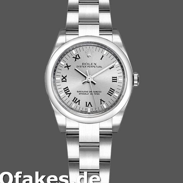 Super Clone Women's Rolex Oyster Perpetual 26mm Women's-176200-Silver Roman Numeral Dial Silver