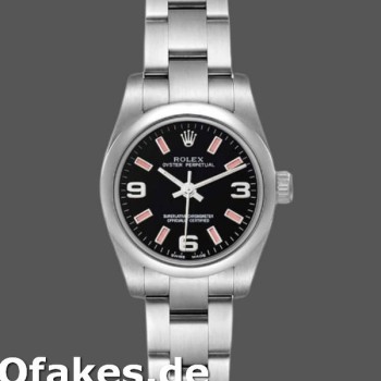 Super Clone Women's Rolex Oyster Perpetual 26mm Women's-176200-Stainless Steel-Black Dial Black