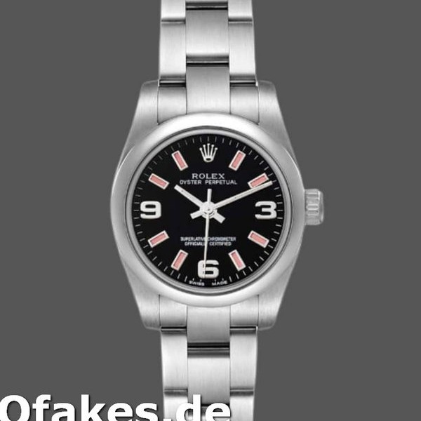 Super Clone Women's Rolex Oyster Perpetual 26mm Women's-176200-Stainless Steel-Black Dial Black