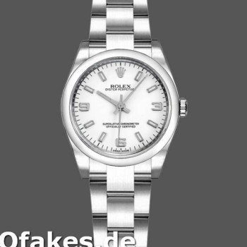 Super Clone Women's Rolex Oyster Perpetual 26mm Women's-176200-Stainless Steel-White Dial White
