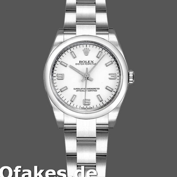 Super Clone Women's Rolex Oyster Perpetual 26mm Women's-176200-Stainless Steel-White Dial White