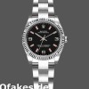 Super Clone Women's Rolex Oyster Perpetual 26mm Women's-176234-Black Dial-Fluted Bezel Black