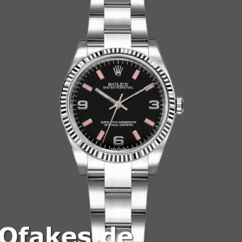 Super Clone Women's Rolex Oyster Perpetual 26mm Women's-176234-Black Dial-Fluted Bezel Black