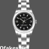 Super Clone Women's Rolex Oyster Perpetual 26mm Women's-176234-Fluted Bezel-Black Arabic Dial Black