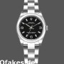 Super Clone Women's Rolex Oyster Perpetual 26mm Women's-176234-Fluted Bezel-Black Arabic Dial Black