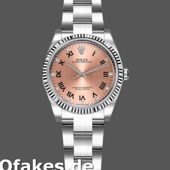 Super Clone Women's Rolex Oyster Perpetual 26mm Women's-176234-Pink Diamond Dial-Fluted Bezel Pink