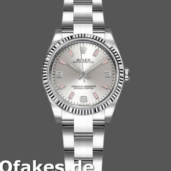 Super Clone Women's Rolex Oyster Perpetual 26mm Women's-176234-Silver Dial-Pink Baton Silver
