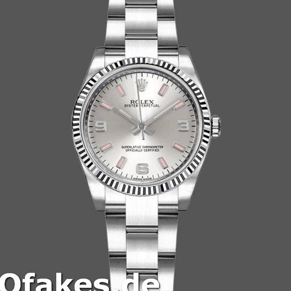 Super Clone Women's Rolex Oyster Perpetual 26mm Women's-176234-Silver Dial-Pink Baton Silver