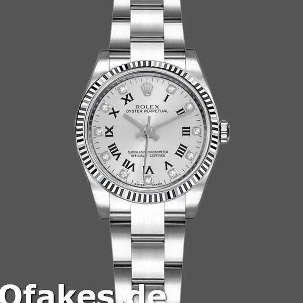 Super Clone Women's Rolex Oyster Perpetual 26mm Women's-176234-Silver Roman Diamond Dial Silver