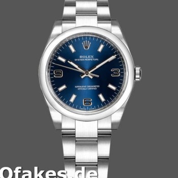 Super Clone Women's Rolex Oyster Perpetual 31mm Women's-177200-Blue Dial-Domed Bezel Blue