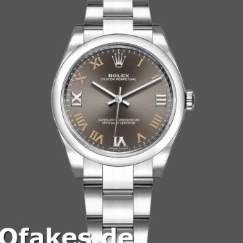 Super Clone Women's Rolex Oyster Perpetual 31mm Women's-177200-Dark Grey Dial-Domed Bezel Dark Grey
