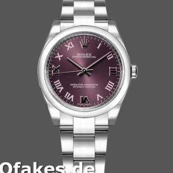 Super Clone Women's Rolex Oyster Perpetual 31mm Women's-177200-Grape Red Dial Grape Red