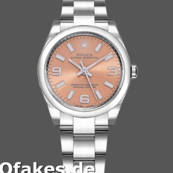 Super Clone Women's Rolex Oyster Perpetual 31mm Women's-177200-Pink Dial-Domed Bezel Pink