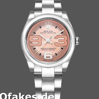 Super Clone Women's Rolex Oyster Perpetual 31mm Women's-177200-Pink Maxi Arabic Dial-Domed Bezel Pink