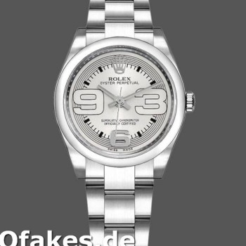 Super Clone Women's Rolex Oyster Perpetual 31mm Women's-177200-Silver Maxi Arabic Dial Silver