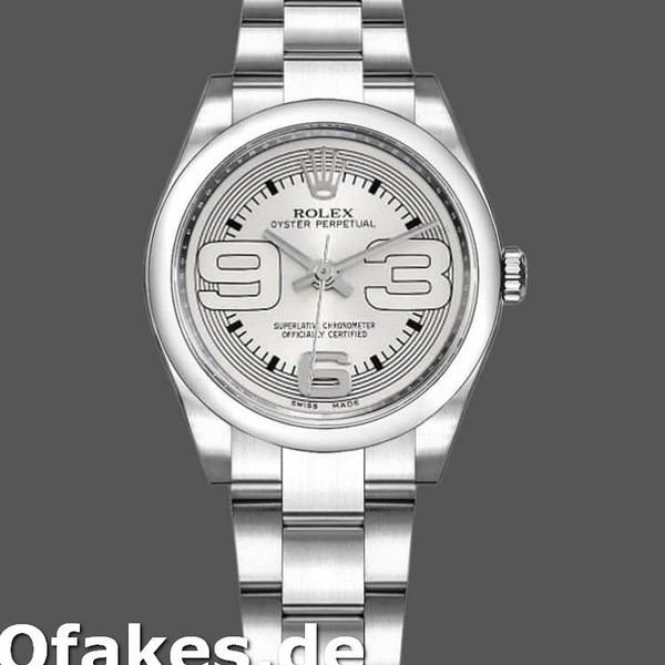 Super Clone Women's Rolex Oyster Perpetual 31mm Women's-177200-Silver Maxi Arabic Dial Silver