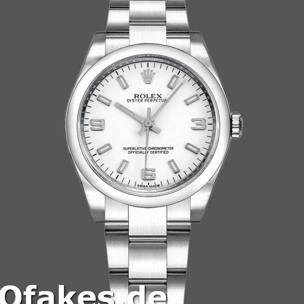 Super Clone Women's Rolex Oyster Perpetual 31mm Women's-177200-White Arabic Dial-Oyster Bracelet White