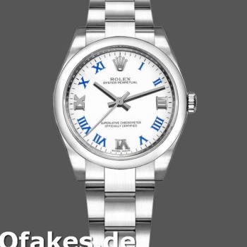 Super Clone Women's Rolex Oyster Perpetual 31mm Women's-177200-White Dial-Blue Roman-Oyster Bracelet White