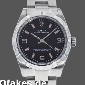 Super Clone Women's Rolex Oyster Perpetual 31mm Women's-177210-Black Dial-Pink Baton Black