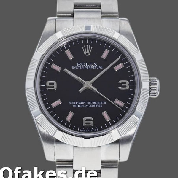 Super Clone Women's Rolex Oyster Perpetual 31mm Women's-177210-Black Dial-Pink Baton Black
