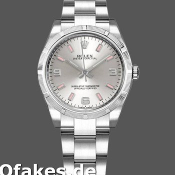 Super Clone Women's Rolex Oyster Perpetual 31mm Women's-177210-Silver Dial-Pink Hour Markers Silver
