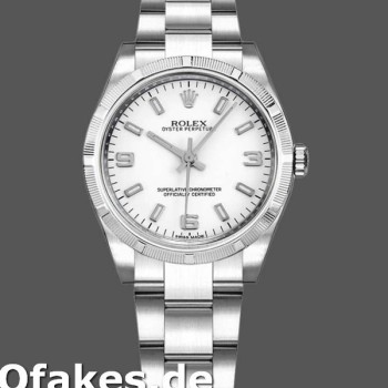Super Clone Women's Rolex Oyster Perpetual 31mm Women's-177210-Stainless Steel-White Dial White