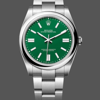 Super Clone Men's Rolex Oyster Perpetual 41 Green Dial Stainless Steel 124300 Green Dial