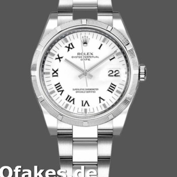 Super Clone Unisex's Rolex Oyster Perpetual Date 36mm Unisex-115210-White Roman Numeral Dial White
