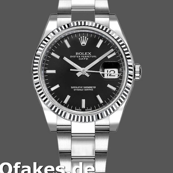 Super Clone Unisex's Rolex Oyster Perpetual 34mm Unisex-115234-Black Dial Black