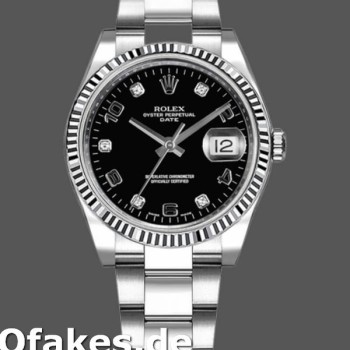 Super Clone Unisex's Rolex Oyster Perpetual Date 34mm Unisex-115234-Black Diamond Dial Black Diamond