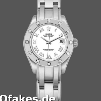 Super Clone Women's Rolex Pearlmaster 29mm Women's-80319-White Roman Dial Luxury