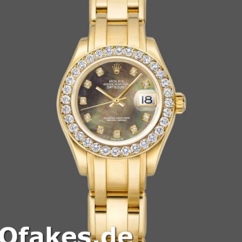 Super Clone Women's Rolex Pearlmaster 29mm Women's-80298-Yellow Gold-MOP Dial Luxury