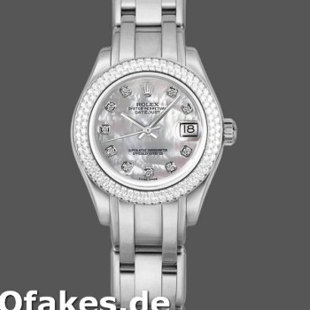 Super Clone Women's Rolex Pearlmaster 34mm Women's-81339-White MOP Diamond Dial Luxury