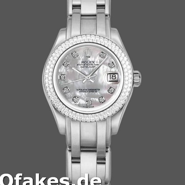 Super Clone Women's Rolex Pearlmaster 34mm Women's-81339-White MOP Diamond Dial Luxury