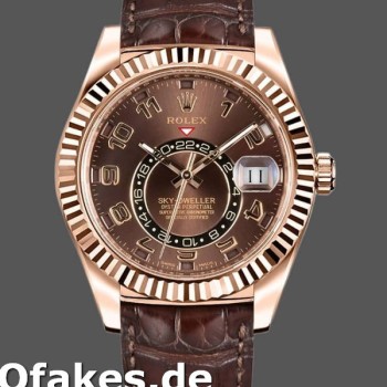 Super Clone Men's Rolex Sky-Dweller 42mm Men's-326135-Chocolate Arabic Sunray Brown Dial Chocolate