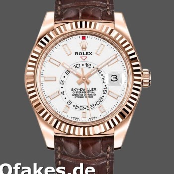 Super Clone Men's Rolex Sky-Dweller 42mm Men's-326135-White Dial-Rose Gold White