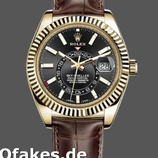 Super Clone Men's Rolex Sky-Dweller 42mm Men's-326138-Black Dial-Yellow Gold Black<br />